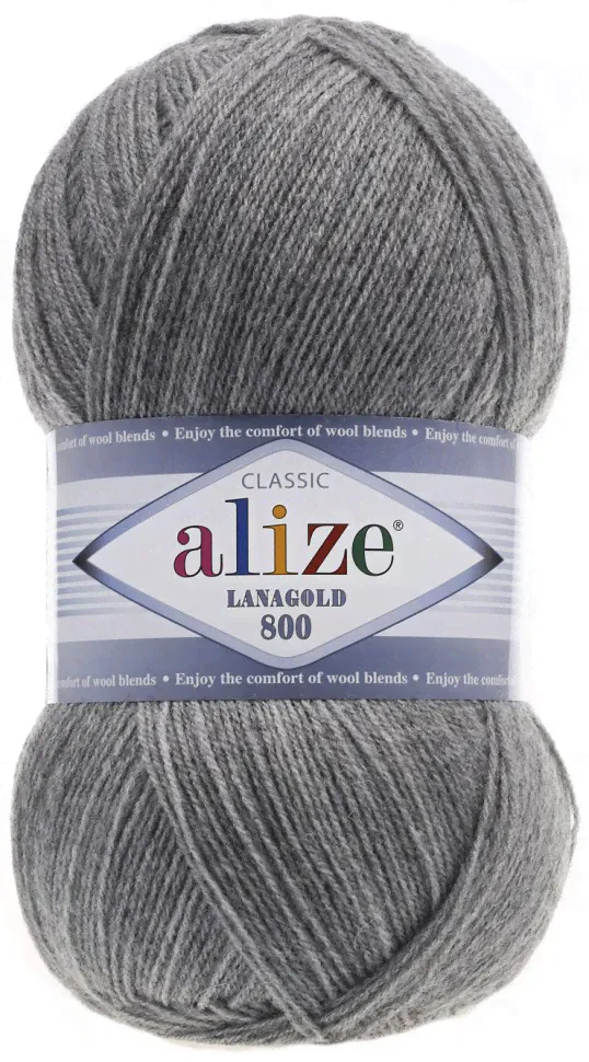 Пряжа Alize LANAGOLD 800 21 серый меланж-0