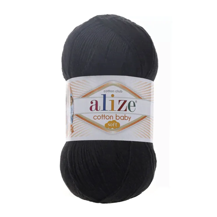 Пряжа Alize Cotton Soft Baby цвет черный 060