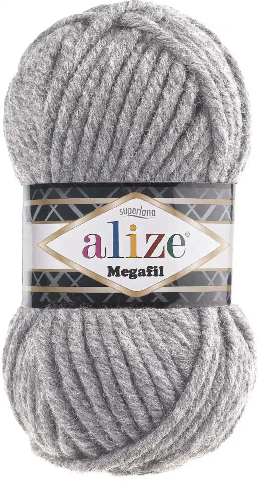 Пряжа Alize SUPERLANA MEGAFIL 21 серый меланж