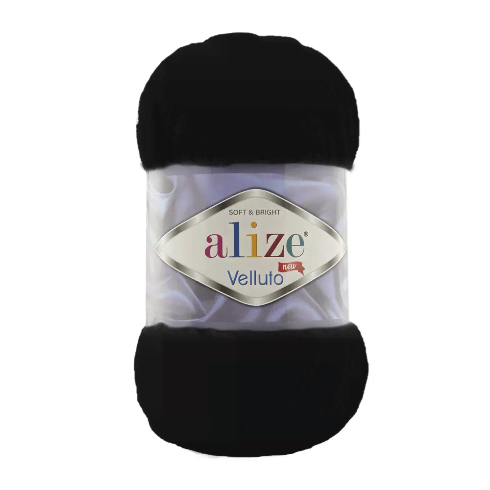Пряжа Ализе Веллюто (Alize Velluto) 60 чёрный