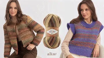 Двухцветная вышивка мхом с Alize Superlana Maxi Batik