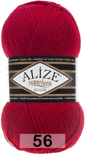 Пряжа Alize Superlana Klasik 56 красный