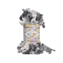 Пряжа Alize Puffy color (5925) угольно-серый-белый