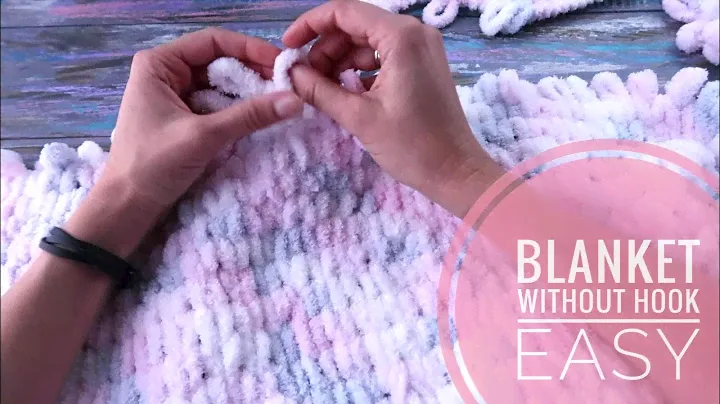 Looped yarn blanket for beginners. No hook or knitting needls, only your hands! s-b-s tutor.