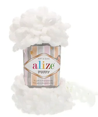 55 Пряжа Alize Puffy белый, 100гр-0