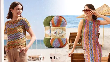 Летнее платье с Alize Diva и Diva Batik
