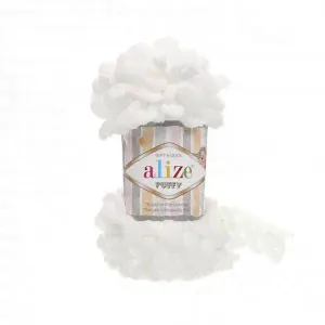 Пряжа Ализе Пуффи Alize Puffy цвет №55 белый-4