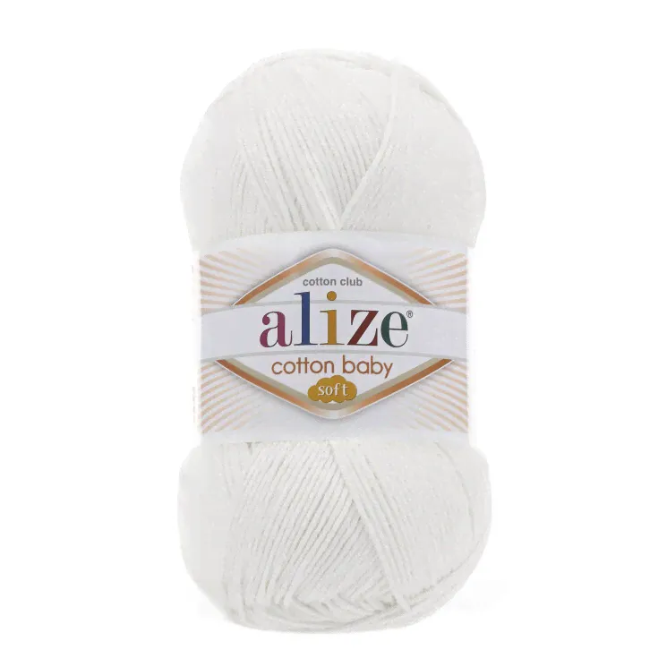 Пряжа Alize Cotton Soft Baby цвет белый 055
