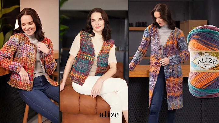 Жилет из Alize Superlana Maxi Batik & Alize Burcum Batik с техникой воздушные петли