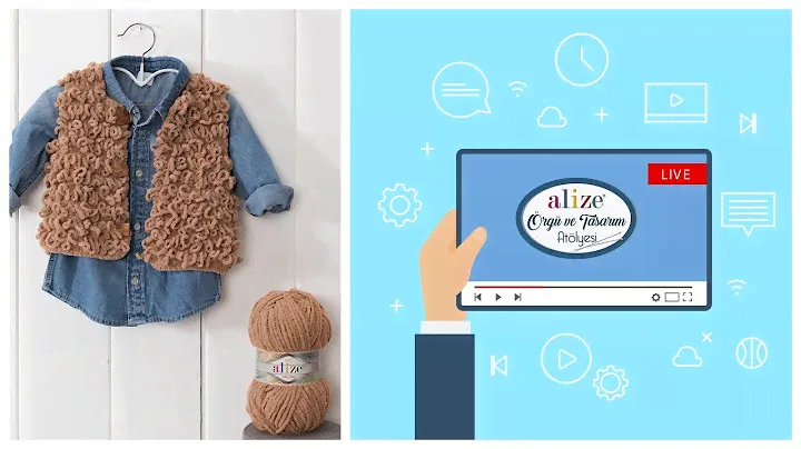Alize Softy Plus ile Püsküllü Çocuk Yeleği - Kids Fringe Vest with Alize Softy Plus