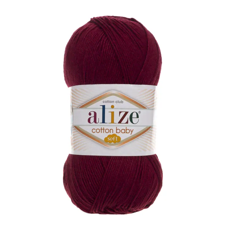 Пряжа Alize Cotton Soft Baby цвет бордовый 057